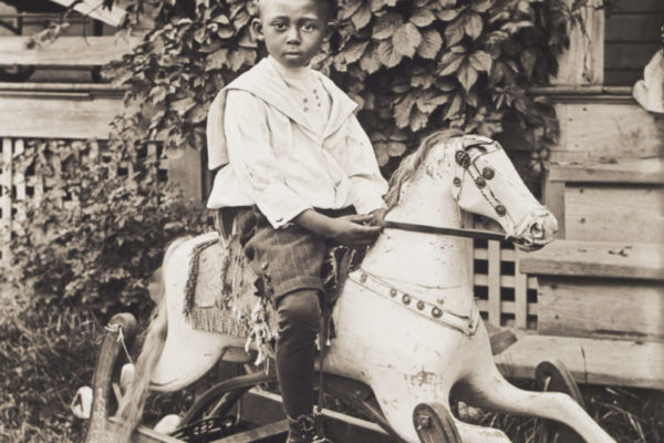 Claude Clark on a rocking horse, about 1902
